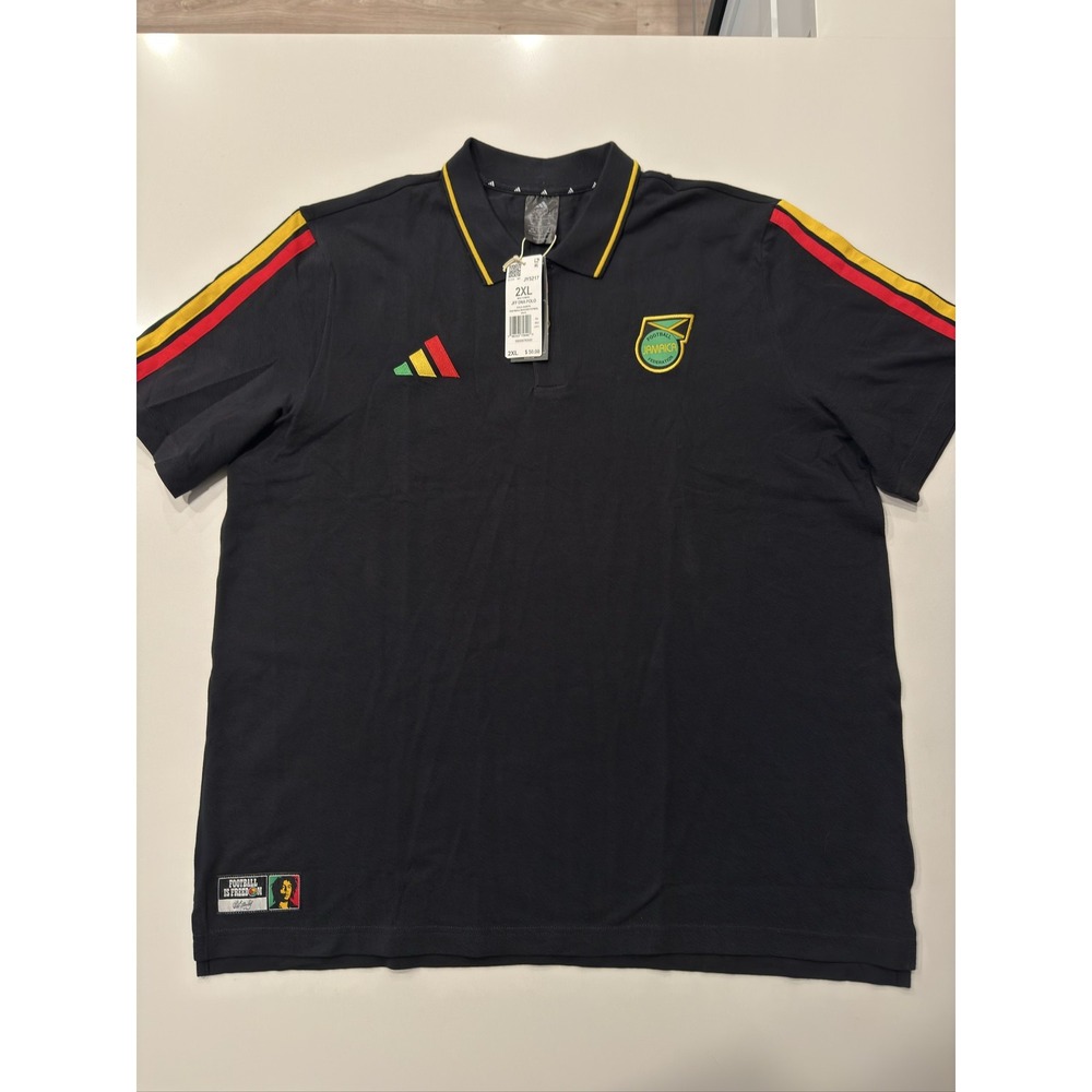 adidas Jamaica DNA Polo Shirt JY5217 Black Soccer National Team Size 2XL